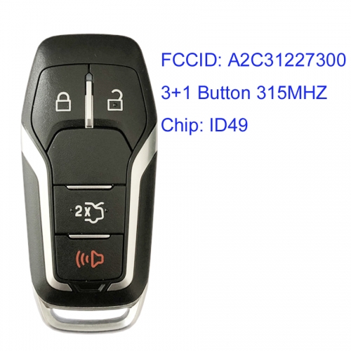 MK150007 3+1 Button 315MHZ Smart Key for L-incoln A2C31227300 Remote Control Keyless Go Proximity Key