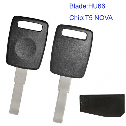 MK090060 Black Head Key Transponder Key Remote Control with HU66 Blade for A-udi with T5 NOVA chip
