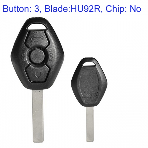 FS110008 3 Button Key Shell House Cover Head Key with HU92R Blade for BMW Car Key Replacement without chip