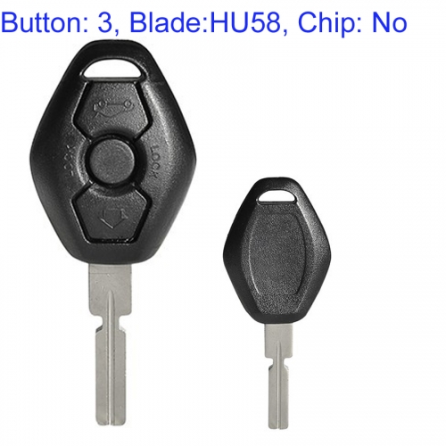 FS110007 3 Button Key Shell House Cover Head Key for BMW  Auto Car Key Replacement without chip with HU58 Blade