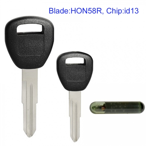 MK180143 Transponder Key Remote Control Head Key for H-onda Auto Car Key Replacement with id13 Chip HON58R Blade