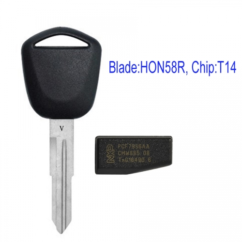 MK550007 Transponder Key Remote Control Head Key for A-cura Auto Car Key Replacement with T14 Chip HON58R Blade