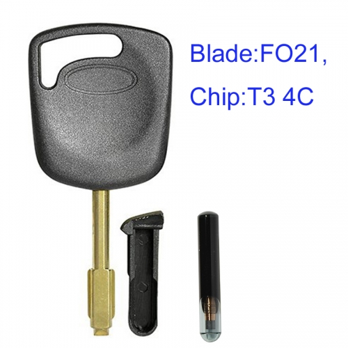 MK160103 Transponder Key Remote Control Head Key for F-ord Auto Car Key Replacement with T3 4C Chip FO21 Blade