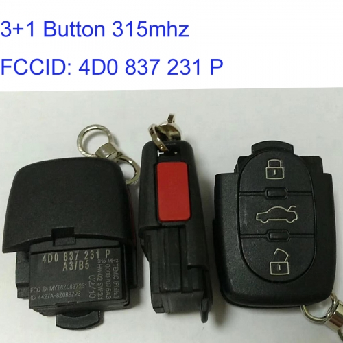 MK090061 3 Buttons 315 MHz Flip Remote Key for A-udi 4D0 837 231 P Auto Folding Car Key