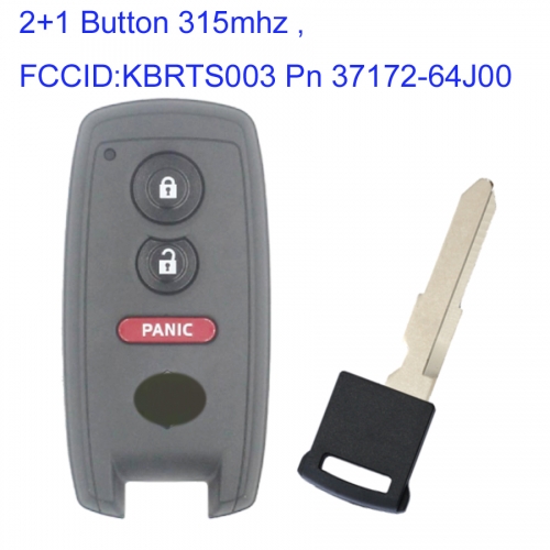 MK370026 2+1 Button 315mhz Smart Key for S-uzuki SX4  2007+  Grand Vitara Fcc KBKBRTS003 Pn 37172-64J00 Auto Car Key Fob KBRTS003