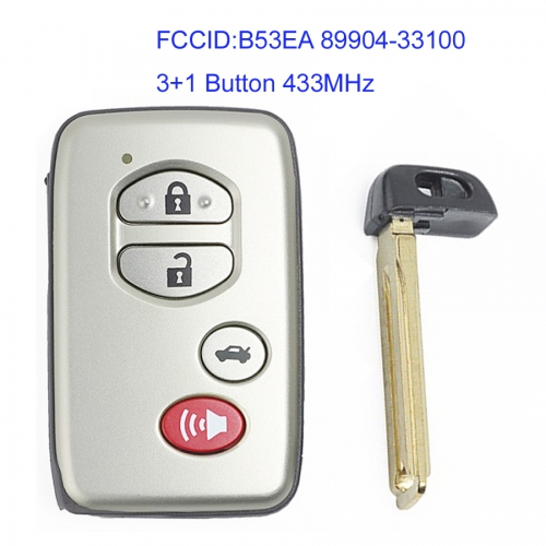 MK190235 3+1 Button 433MHz Smart Key for T-oyota Aurion 2007+ Auto Car Key Keyless Go Entry Fob B53EA 89904-33100