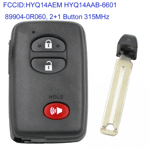 MK190242 2+1 Button 315MHz Smart Key for T-oyota RAV4 2010+ 2010-2012 Auto Car Key Keyless Go Entry Fob HYQ14AEM HYQ14AAB-6601 89904-0R060