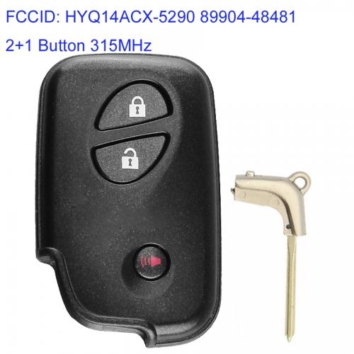 MK490044 2+1 Button 315MHz Smart Key Smart Remote Control for Lexus RX CT RX350 CT200H 2010-2017 Auto Car Key Keyless Go Entry Fob HYQ14ACX-5290 89904