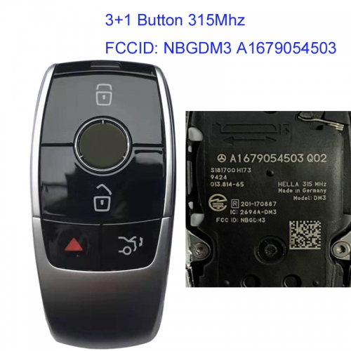 MK100022 Original 3+1 Button 315Mhz Smart Key Remote Control for M-ercedes B-enz A- Class Auto Car Key Fob NBGDM3 A1679054503