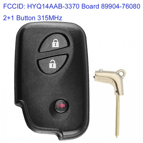 MK490039   2+1 Button 315MHz Smart Key Smart Remote Control for Lexus CT200H 2011 Auto Car Key Keyless Go Entry Fob HYQ14AAB-3370 Board 89904-76080