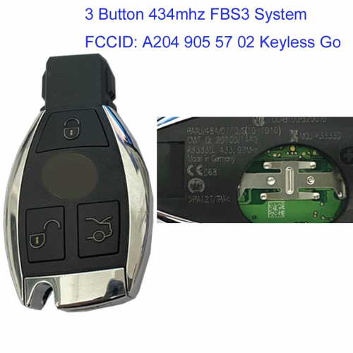 MK100049 Original 3 Button 434mhz Smart Key Remote Control for M-ercedes with FBS3 System Auto Car Key Fob A204 905 57 02 Keyless Go