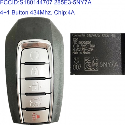 MK220007 4+1 Button 434mhz Smart Key Smart Card for I-nfiniti 2020 QX50 S180144707 285E3-5NY7A Auto Car Key Keyless Go Entry Fob