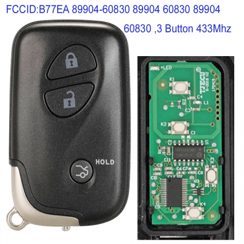 MK490047 3 Button 433Mhz Smart Key for Lexus Lx450D Lx460 Lx570 Auto Car Key Keyless Go Entry Fob B77EA 89904-60830 89904 60830 89904 60830