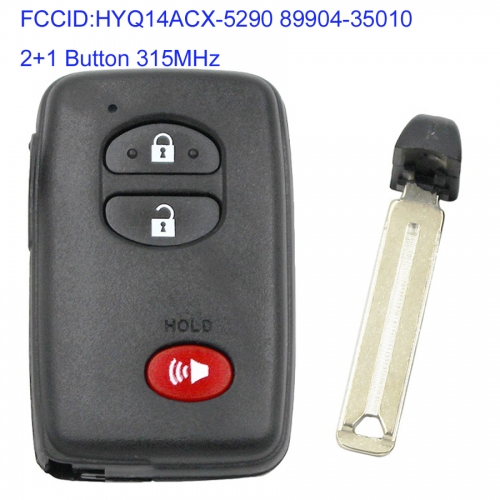 MK190234 2+1 Button 315MHz Smart Key for T-oyota Prius C 2012-2014 4-Runner 2010-2019 Auto Car Key Keyless Go Entry Fob HYQ14ACX-5290 89904-35010