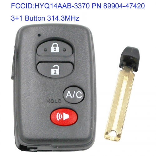 MK190240 3+1 Button 314.3MHz Smart Key for T-oyota Prius 2010-2011 Auto Car Key Keyless Go Entry Fob HYQ14AAB-3370 PN 89904-47420