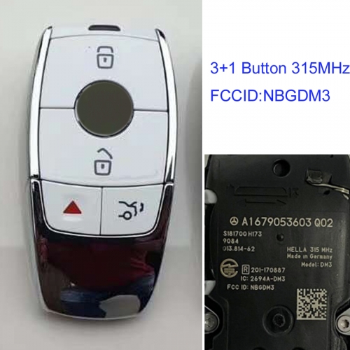 MK100044 3+1 Button 315MHz Smart Key Remote Control for M-ercedes B-enz E- Class Auto Car Key Fob NBGDM3