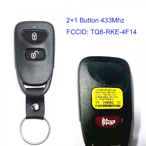 MK140142 2+1 Button 433Mhz Remote Key for H-yundai Auto Car Key TQ8-RKE-4F14 RKE-4F14