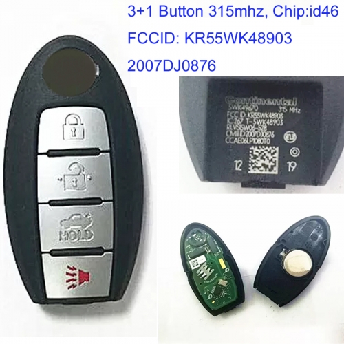 MK210099 3+1 Button 315mhz Remote Key Control for N-issan Altima Maxima Auto Car Key Fob KR55WK48903 2007DJ0876 id46 Chip