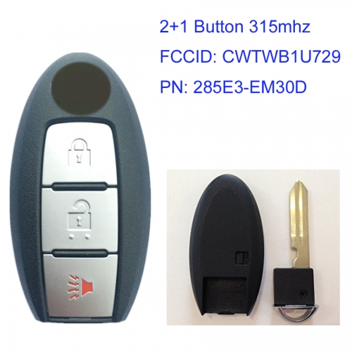 MK210083 2+1 Button 315mhz Smart Key for N-issan Pathfinder Rogue Versa Auto Car Key Fob CWTWB1U729 PN: 285E3-EM30D CWTWBU729