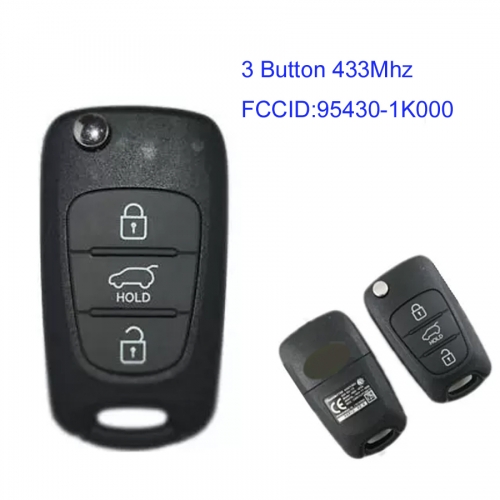 MK140132 3 Button 433Mhz Flip Key for H-yundai I20 I30 I35 IX20 Auto Car Key 95430-1K000