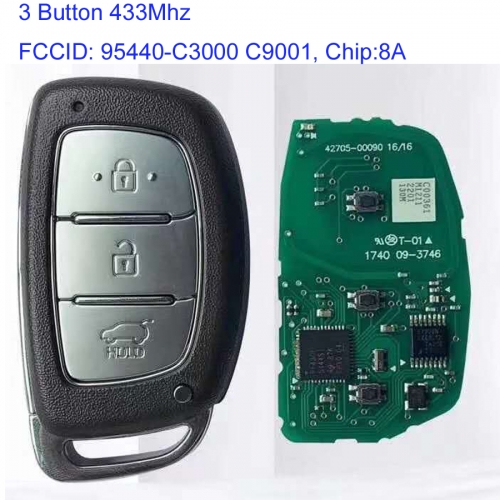 MK140141 3 Button 433Mhz Smart Key for H-yundai IX25 Before 2017 Auto Car Key 95440-C3000 C9001 Smart Card