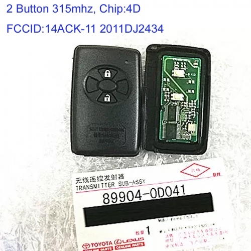 MK190223 2 Button 315mhz Smart Key Remote Key for T-oyota Yaris Auto Car Key Keyless Go Key 14ACK-11 2011DJ2434