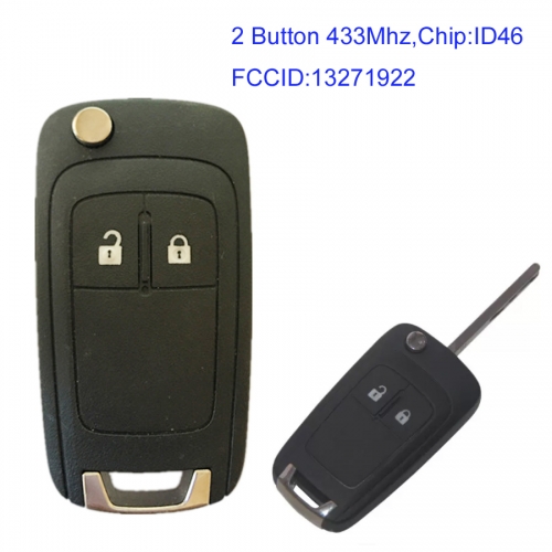 MK420005 2 Button 433Mhz Flip Key Remote for Vauxhall Opel 13271922 Auto Car Key Fob with ID46 Chip