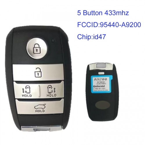 MK130106 5 Button 433mhz Smart Key for 2016 - 2018 KIA Carnival Auto Car Key Fob Proximity Key 95440-A9200