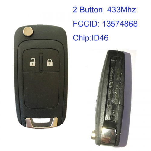 MK460015 2 Button 433Mhz Flip Key Remote Control for Opel Auto Car Key Fob 13574868 with ID46 Chip