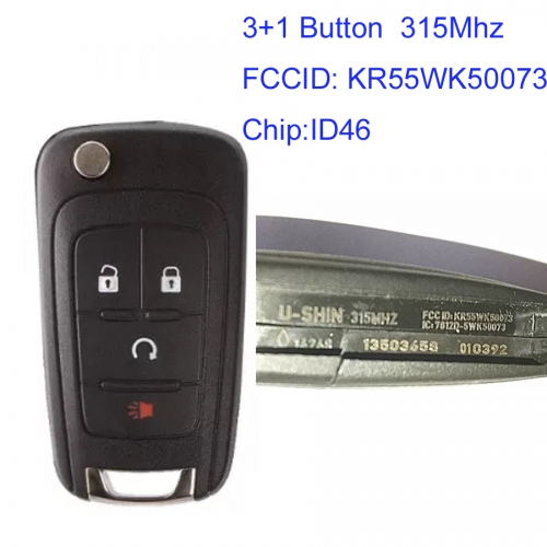 MK280060 3+1 Button 315Mhz Flip Key Remote for Chevrolet 2013 - 2018 sonic Auto Car Key Fob KR55WK50073 7812D-5WK50073 with ID46 Chip