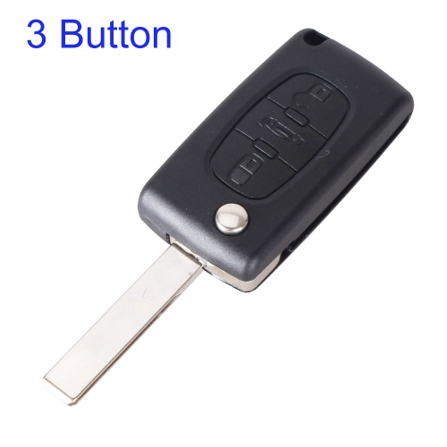 FS240005 3 Button Flip Key Shell Cover for P-eugeot 307 308 408 Auto Car Key Blade Replacement with groove