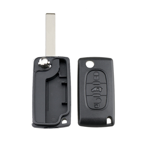FS240010 3 Button Flip Key Shell Cover for P-eugeot  C-itroen Auto Car Key Blade Replacement without Battery Slot