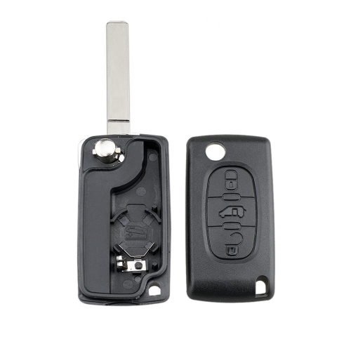 FS240009 3 Button Flip Key Shell Cover for P-eugeot  C-itroen Auto Car Key Blade Replacement without groove