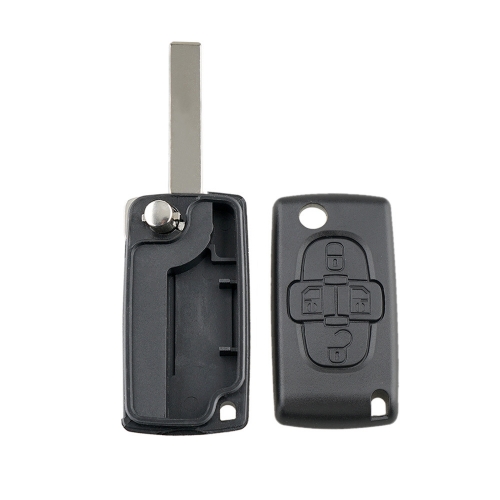 FS240019 4Button Flip Key Shell Cover for P-eugeot  C-itroen Auto Car Key Blade Replacement  HU83 CE0523  without Battery Slot