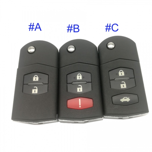 FS540011  2/2+1/3 Button Flip Key Remote Key Shell Case Cover  for Mazda  Auto Car Key Replacement