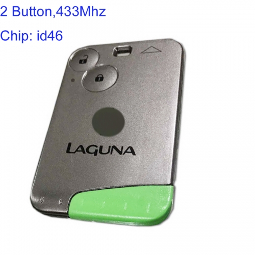 MK230046 2 Button 433MHz Smart Card Remote Key for R-enault Laguna Auto Car Key Fob With id46 Chip