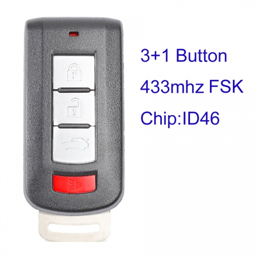 MK350029 3+1 Button 433MHz Smart Key Remote Control for M-itsubishi Outlander 2008-2017 Auto Car Key Fob WIth ID46 Chip