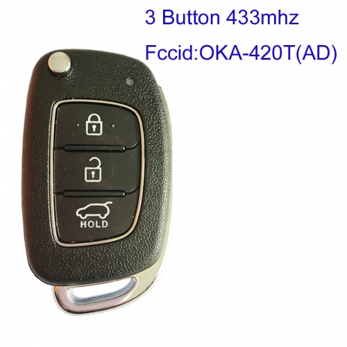 MK140147 3 Button 433MHz Flip Key Remote Control for H-yundai Car Key Fob OKA-420T(AD)