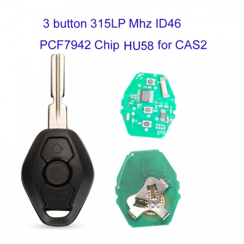 MK110068 3 button 315LP Mhz ID46 chip Remote Key For BMW 3/5 7 Series CAS2 Car Key ID46 PCF7942 Chip HU58 Blade