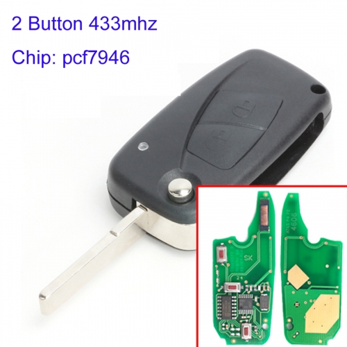 MK330026 Black 2 Button 433mhz Flip Remote Key for Fiat 500 with PCF7946 Folding Car Key