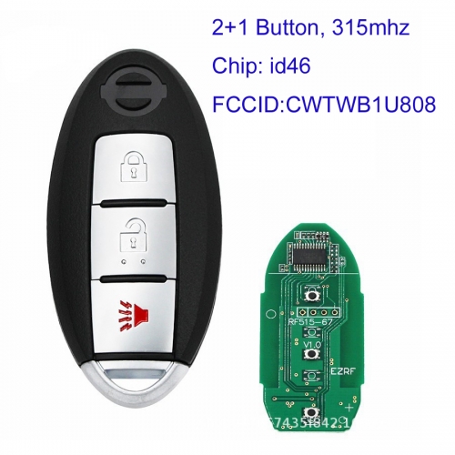 MK210104 2+1 Button 315Mhz Smart Key for N-issan Cube Juke Quest Leaf Versa Note 2011-2017 Auto Car Key Fob CWTWB1U808 id46