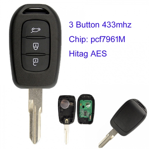 MK230048 3 Button 433MHz Head Key for R-enault Sandero Dacia Car Key Fob With 4A PCF7961M Chip