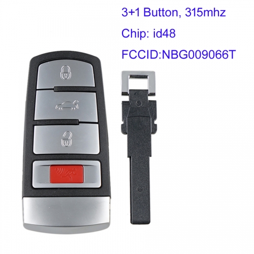 MK120100 3+1 Button 315MHZ id48 chip Smart Key for VW Passat 2006-2013 CC 2007-2014 Car Key Fob NBG009066T