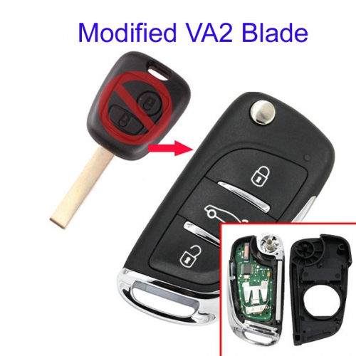 MK250022 Modified Flip Remote Control for C-itroen Auto Car Key Fob with VA2 Blade