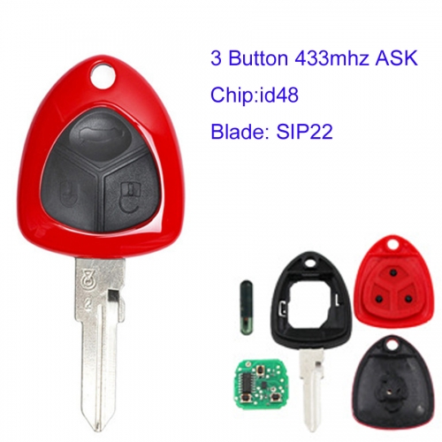 MK440007 3 Button 433mhz ASK Smart key  for F-errari 2007-2014 Auto Car Key with SIP22 Blade and ID48 Chip