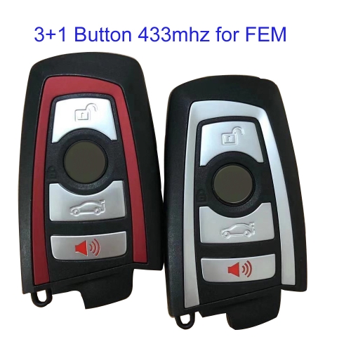 MK110111 3+1 Button 433mhz Smart Key for BMW F 3 5 7 Series X5 X6 F20 F22 F30 CAS4 CAS4+  Auto Car Key FEM Car Key Fob
