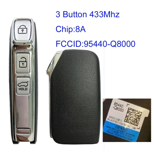 MK130117 3 Button 433mhz Smart Key for K-IA  95440-Q8000 Auto Car Key Fob with 8A Chip Keyless Go