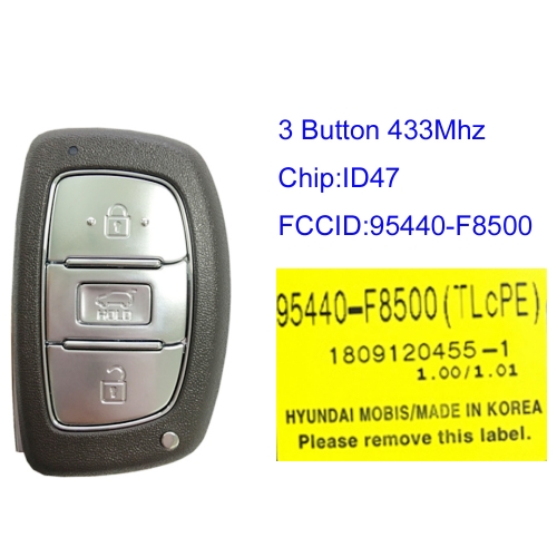 MK140155 3 Button 433mhz Smart Key Smart Card for H-yundai Tucson 95440-F8500 Auto Car Key Fob with id47 Chip Keyless Go