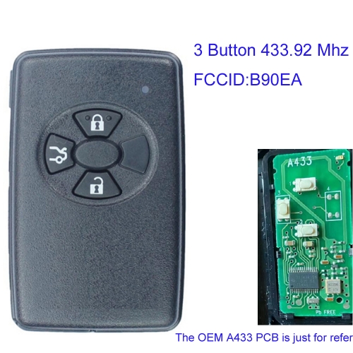 MK190261 3 Button 433.92 MHz Smart Key for T-oyota  Corolla Vios Car Key Fob Remote Control B90EA 89904-12231 4D Chip