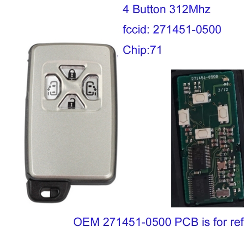 MK190263 4 Button 312Mhz Smart Key for T-oyota  Alphard Keyless Go Proximity Key 71 Chip  pcb 27451-0500